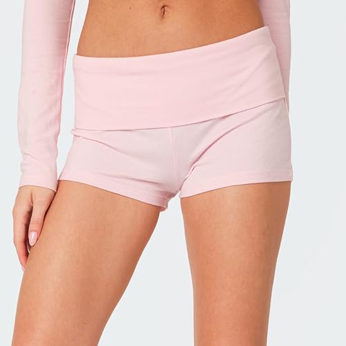 Image of Women Low Waist Lounge Shorts Fold Over Skinny Pajamas Shorts Summer Casual Pj Bottom Sleep Shorts