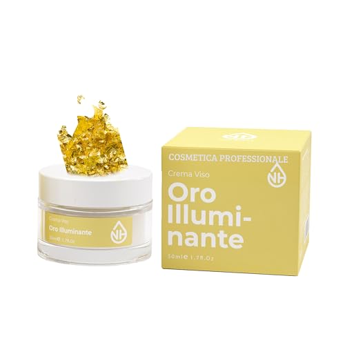 New Hydra Crema Viso Oro Illuminante - Idratante e Anti-Età con Acido Ialuronico, Bava di Lumaca e Vitamina E - Rassodante e Rigenerante per Pelle Luminosa 50ml