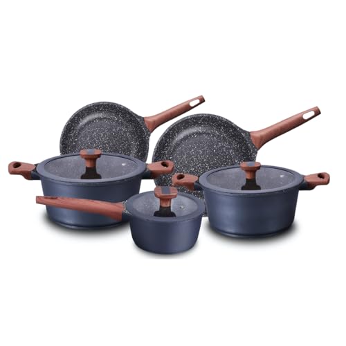 Conjunto/Jogo de Panelas 5 Peças, Frigideira, Caçarola em Alumínio Cerâmic-Flon Titanium MTA - 8460