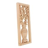 SOIMISS Applique de Madera Sin Pintar para Muebles Adornos Redondos Tallados Mano Decoración de Esquinas para Armarios Cómodas y Cabeceras de Estilo Chino