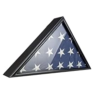 ARRAWIS Flag Display Case Fits 5\"x9.5\" Flag Solid Wood Wall Mounted Flag Box for American Veteran Burial Flag, Memorial Flag Case Shadow Box Display Case, Black