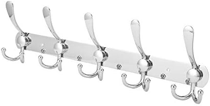 Dosenstek 15 Hooks Stainless Steel Coat Robe Hat Clothes Wall Mount Hook Hanger Towel Rack (1 Silver)