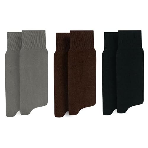 MASH Kit 3 Pares Meia Cano Longo Social Canelada Clássica Masculina Adulto, 1 Cinza - 1 Marrom - 1 Preta, 39-42