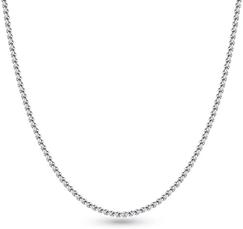 OCHCOH Sterling Silver Chain for Men 2mm Silver Box Chain Necklace for Men Mens Silver Chain Diamond Cut Silver Chain for Boys Silver Necklace Men 16 Inch Mens Chain Necklace Mens Jewelry