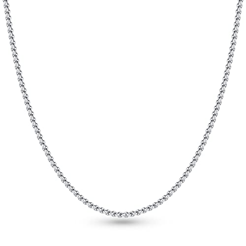 Sterling Silver Clasp Box Chain for Men, 30 Inch Sterling Silver Chain Necklace for Men Chains for Men 2mm Mens Silver Chain Necklace Mens Jewelry Box Chains for Mens Gifts