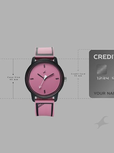 Image of Fastrack Tees Zine with Black Dial Pink Silicon Strap Watch for Unisex - 38145PP06W