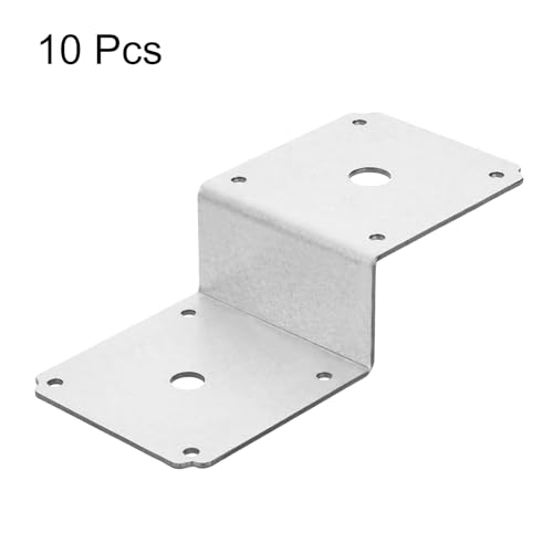 Support en Z de fixation en acier avec équerre double angle argenté x10