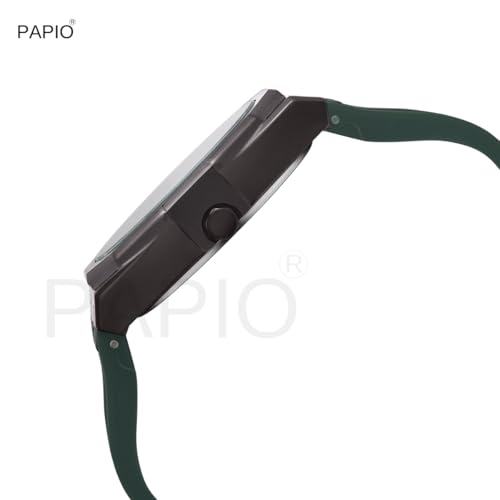 Image of PAPIO Men's Sports Watch, Black Case with Interchangeable Silicone Straps, Geometric Pattern Dial, Multiple Colors Available