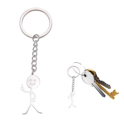 Schlüsselanhänger Lustig,Auto Schlüssel Kleine Anhänger Lustige Geschenke Mittelfinger Kleiner Skeleton Mann Smiley Witzig Schlusselanhang,Nettes Middle Finger Schlussel,für Interessanter Keychain (B)