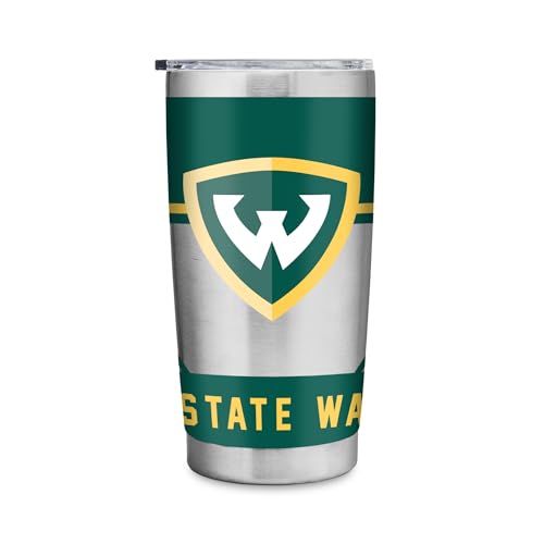 Rico Industries NCAA Wayne State University Warriors Standard 20oz Stainless Steel Tumbler with Lid - Great For Coffee, Tea, Water or Cocktails
