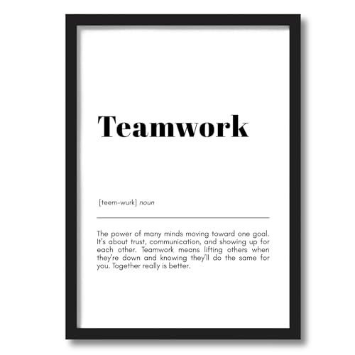 Image of ArtAction Teamwork Wall Frame Poster | Motivational Office Word Art for Workplace & Study Room | A4 Size | Framed Typography Poster | Wall Decor Gift for Professionals, Teams & Leaders