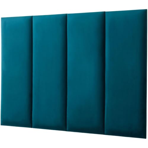 Image of Modern Velvet Upholstered Metal Bed Frame Queen Size - Durable Teal Headboard, Contemporary Bedroom Furniture