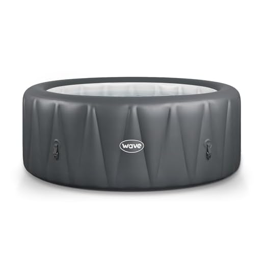 Wave Atlantic 4-Person Inflatable Hot Tub | Integrated Eco Heater | 110 Aquajet Massage System | Anti-Freeze Protection | Quick 15-Minute Setup | Dark Grey