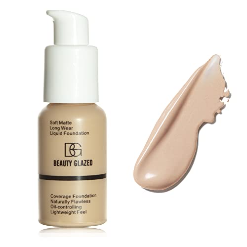 Base de maquillaje líquida mate de cobertura total, base de maquillaje de control de aceite sin defectos, base de maquillaje líquida mate impermeable de larga duración 30ml (#101 Porcelana)