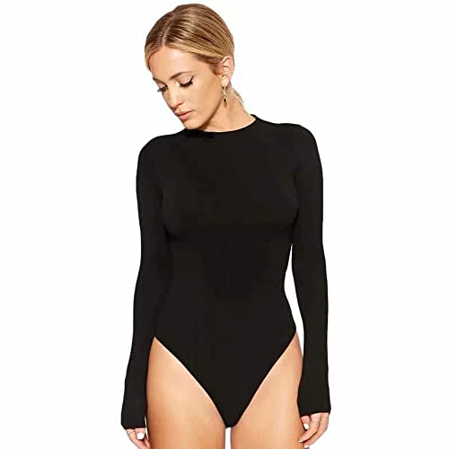 HSAJS Damen Body Elegant Langarm Einfarbig Sexy Oberteil mit Druckknöpfen...