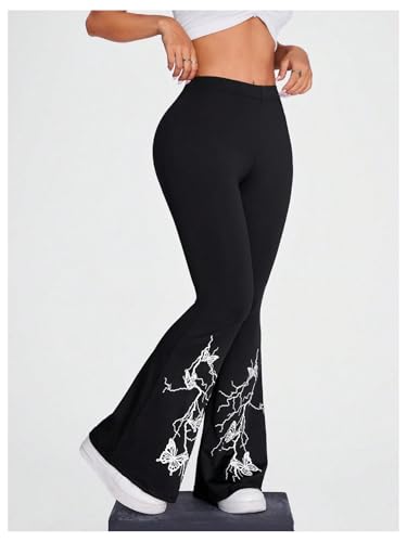 Milumia Girl's Butterfly Print High Waisted Flared Long Pants Yoga Dance Leggings4