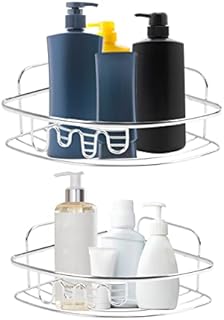 Top 3 Corner Shower Caddy Set Of 2 Stainless Steel Bathroom Organisers Shower Storage Organiser Self-Adhesive Caddy Organiser With No Drill Suction Cups For Shampoo, Soap, Shower Gel Etc