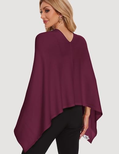 PULI Women Soft Knit Poncho Lightweight Travel Shawl Cape Versatile Ponchos Sweater2