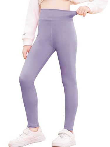 BALAYSIER Sporthose Mädchen Kinder Sportleggings High Waist Elastisch Sport Leggings Mädchen Yogahose Kinder(Lila,130)