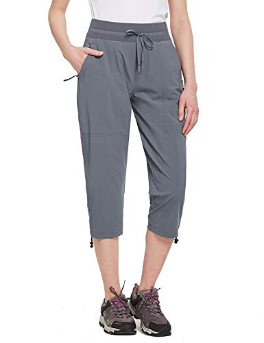 BALEAF Women's Hiking Capri Outdoor Capri Quick Dry Jogger Shorts UPF 50+ Zipper