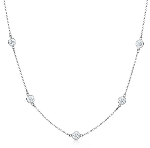 NYC Sterling Stainless Steel Cubic Zirconia Station Necklace 24"