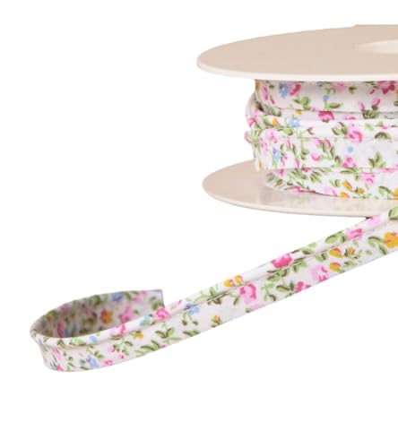 MYMERCERIE Passepoil Petites Fleurs Style Liberty 10mm Rose Clair au mètre