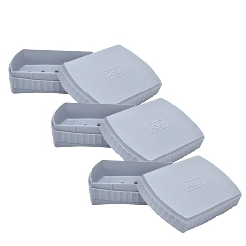 Image of FLAIR Estella Soap Case with Drainage | Reusable & Durable Soap Box | Modern Bathroom Soap Holder (3, Grey)