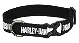 Harley-Davidson Cotton Webbing H-D Text Adjustable Pet Collar – Black/White (S)