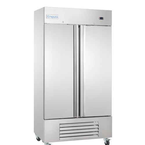 EMPURA 41" Reach-in Freezer with Two-Swing Solid Door | Merchandiser Frozen Display Refrigeration for Convinience Grocery Ice Cream | 28.7 Cu. Ft. | 40.9"W x 32.7"D x 82.3"H, Stainless Steel, 115V