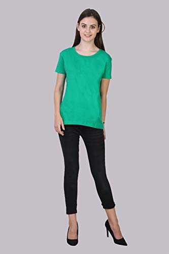Image of FLEXIMAA Women's Cotton Plain Round Neck Half Sleeve T-Shirt