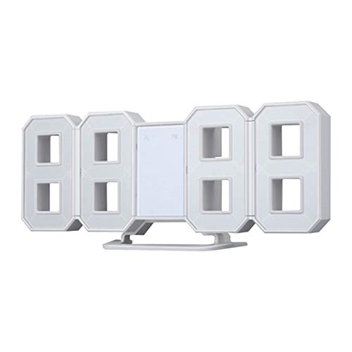 Wecker, 3D Wecker Weiße LED Anzeige Digitale Zahlen Wanduhr Mit 3 Stufen Helligkeit Wecker Schlummeruhr