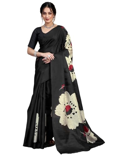Image of SIRIL Women's Cotton Printed Saree With Unstitched Blouse Piece