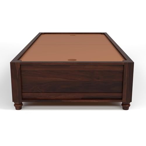 Image of PS DECOR Solid Wood Divana Cot for Home Hall || Diwan Cum Bed with Storage || 3 Seater Sofa Cum Couch || Divan Bed for Living Room || Without Pillow&Mattress (Walnut Finish)