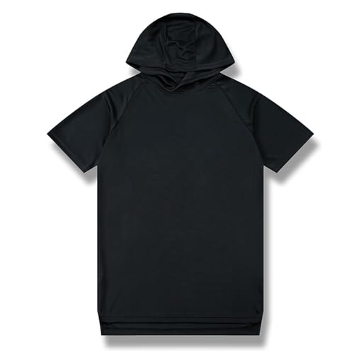 Men's Dry Fit Raglan Short Sleeve Active Athletic Hoodie Pullover Shirt Summer Casual Solid Color Breathable Hoodies4