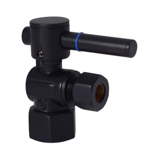 Westbrass D103BL-2-62 1/4-Turn Lever Handle Angle Stop Shut Off Valve, 1/2" IPS x 3/8" OD, Matte Black (2-Pack) by Westbrass - Image 2