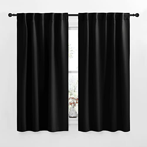 NICETOWN Halloween Blackout Curtains Window Panel Drapes - (Black Color) W42 x L63, Double Panels, Home Decoration Light Blocking Thermal Insulated Ro