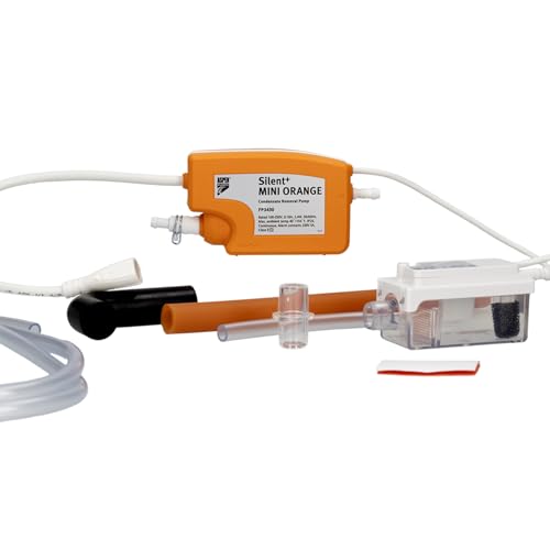 Aspen Pumps Silent+ Mini Orange FP3430 Kondensatpumpe für Klimaanlagen Mini-Kondensatpumpe für Split-Klimageräte bis 40 kW 35 l/h 10 m Förderhöhe Besonders Leise 16 dB(A) 5. Generation