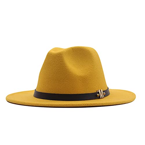 Casquette de baseball Panama Fedora pour femme avec boucle de protection solaire pour la plage, jaune, Taille unique