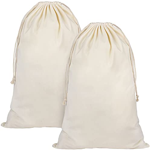 Aucuu 2er Set Wäschesack, 50x75 cm Wäschespeicher-Einkaufstüten, Wäschebeutel, Wäschesack mit Kordelzug, 100% Baumwoll Wäschebeutel Reise, Aufbewahrungsbeutel Maschinenwaschbar/Wiederverwendbar