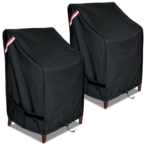 KylinLucky Stackable Patio Chairs Covers Waterproof 28W x 36D x 47H inches 2pack, Outdoor Furniture Covers Heavy Duty for 4-6 Stackable Dining Chairs Cover
