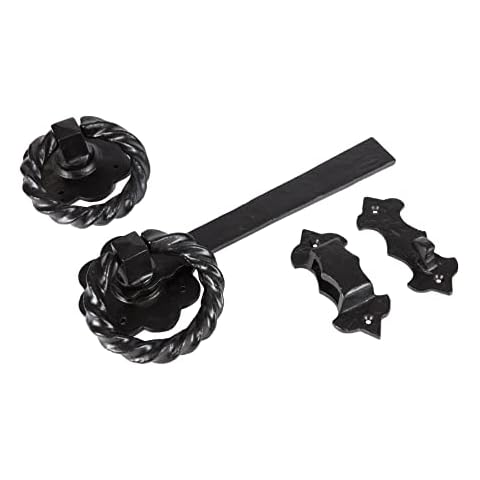 Black 285mm Rose Ring Gate Latch - Cast Iron Antique Heavy Duty Door Gate Latch - by Hammer & Tongs Cover