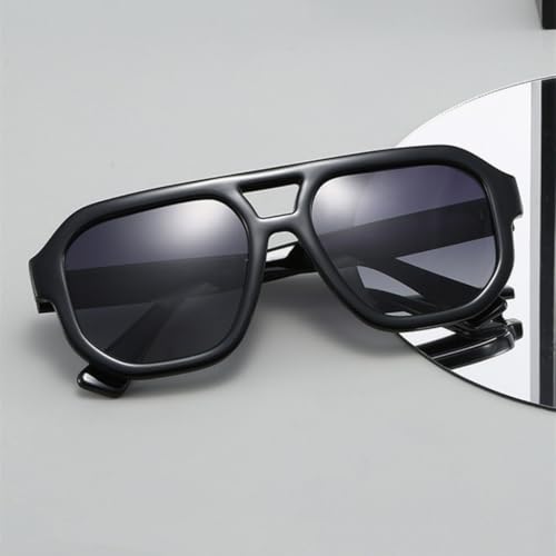 Lunettes de soleil carrées rétro à double pont MUTYNE pour hommes avec verres UV400 transparents - 3