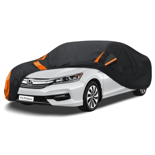 YoYolaur 10-Layer Compatible with Honda Accord Car Cover Waterproof All Weather for Automobiles Outdoor Full Exterior Covers Soft Cotton Lining with Door Zipper Fit for Sedan/Coupe 2001-2025
