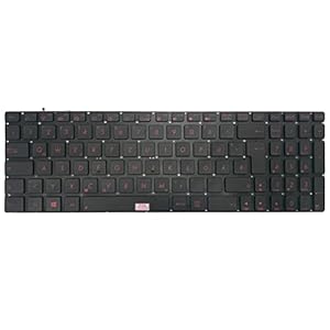 Duits toetsenbord – kleur: zwart/rood, met verlichting, zonder frame – voor Asus N56VM-1B, N56VM-S4082V, N56VM-S4120V…