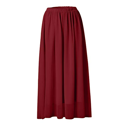 Jupe longue en mousseline de soie unie pour femme élégante