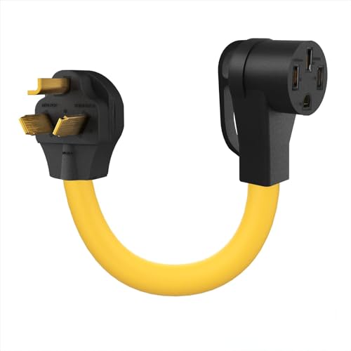 M1A2 ETL Listed L-Shape NEMA 10-30P to 14-50R EV Charger Adapter 8 AWG Cord Compatible with Tesla Model 3/S/X/Y STW 30 Amp Dryer to 50 Amp EV for Level 2 Charging 10-30p to 14-50r with Grip Handle