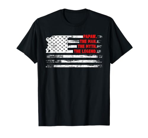 Papaw The Man Myth Legend Bandera de Estados Unidos Día del Padre Camiseta