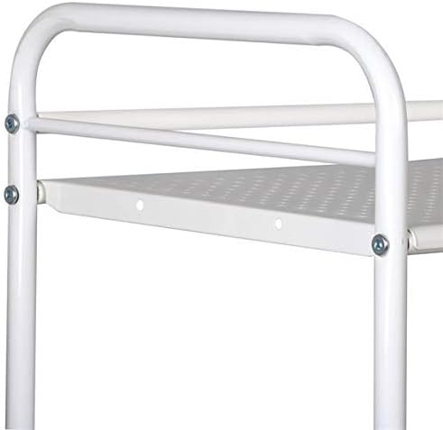costoffs 4 Tier Storage Trolley, Slide Out Rolling Utility Cart, Storage Shelf Rack on Wheels, Space Organizer, for Office, Kitchen, Bedroom, Bathroom, Laundry Room, Metal, White
