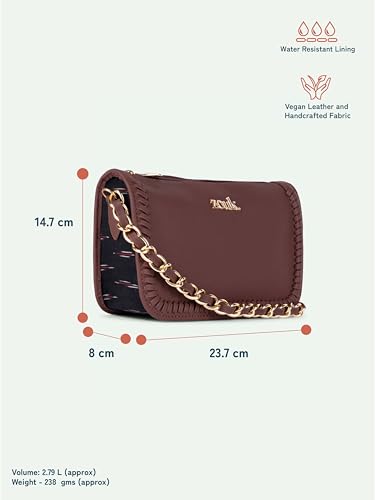 Image of ZOUK Small Shoulder Bag Bag for Women | Stylish Vegan Leather Shoulder Bag with Gold Chain Handle | Water-Resistant | Chic & Handcrafted Purse |