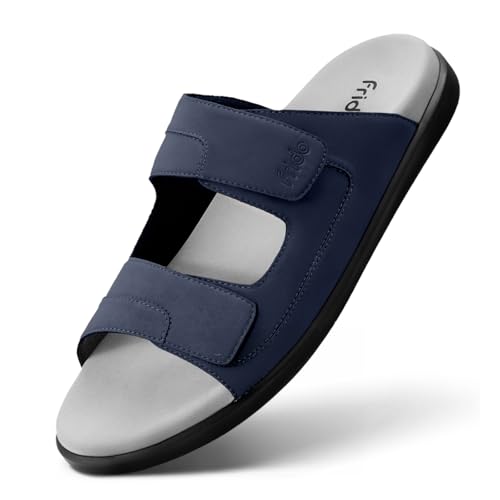 Image of Frido Comfort Dual Strap Sandals for Men with Bounce Back Cushioned Footbed, Zero Drop Sole for Arch Support Pain Relief, Lightweight Anti-Skid, Adjustable Velcro Casual Sandals